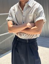 [S/S] Multi stripe half shirts(2color)