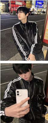 glossy track windbreaker