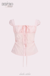 pink sweet bustier sleeveless blouse