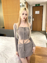 1203. Line ribbon strap knit T (3color)