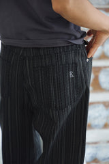 Need stripe wide denim pants(Black)