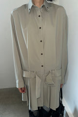 NEW LOW PLEATS DRESS_KHAKI GRAY