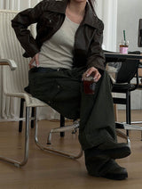 Vintage crop leather jacket