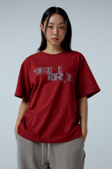 EEERRR Distorted logo over-crop fit T-shirt (Wine)