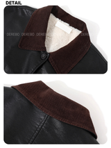 High-End Leather Warm Pocket Half Coat