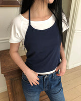 (Sleeveless) ニューラルホルター半袖Tシャツ