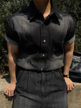 Ever snap muscle-fit denim shirt