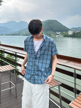 Linen check half shirts