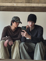 デリマッスルフィットヘンリーネック長袖Tシャツ