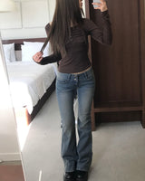 Brown shirring button T