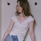 Lovely puff sleeve blouse - CREAM