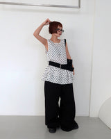 Dot Cancan Long Blouse & Mini Dress