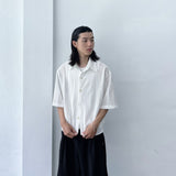 Sheer Openwork Knit Short Sleeve Shirt
