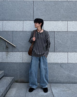 Snap Button Denim Pants (Black)