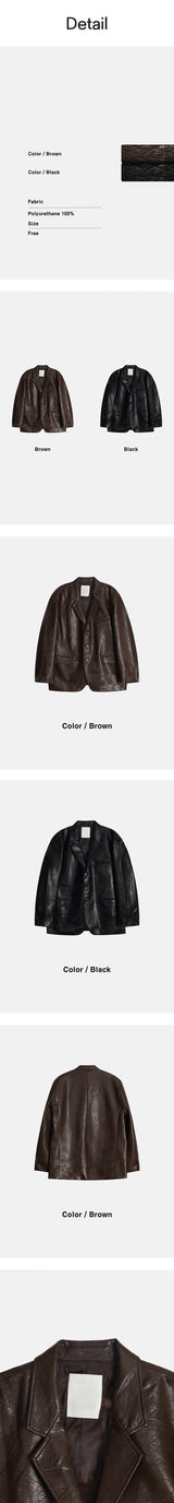 [F/W] Crack overfit leather blazer(2color)