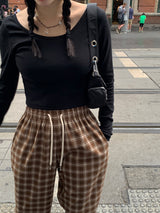 [MADE] Vino Checkered Banded Waist Pants