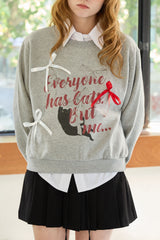  CHARLOTTE CAT RIBBON SWEATSHIRT / MELANGE