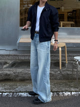 Double back pocket embossed denim pants
