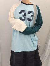 Number-printed color long sleeve