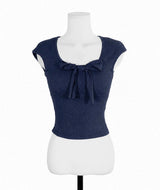 [♡MADE♡] blit ribbon top + cotton if frill sk set