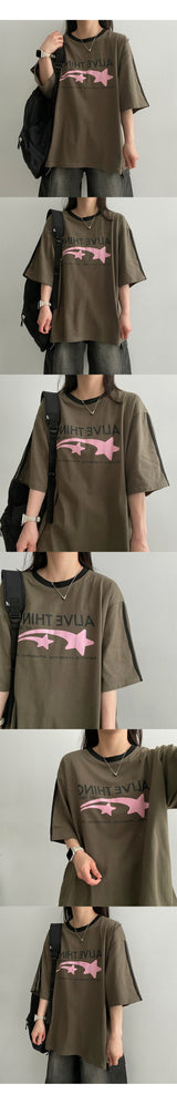 Flannel Sports Track Short-Sleeved T-Shirt
