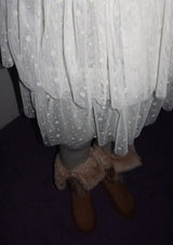 DOT MESH LAYERED CAN CAN SKIRT (IVORY)