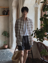シュアリネンチェックシャツ