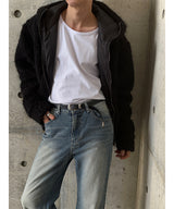 [Unisex] キャットブラシ フレア デニムパンツ(2color)
