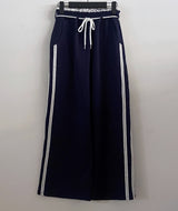 Selly Elastic Waist Lace-Trim Sweatpants Long Pants (2 Colors)