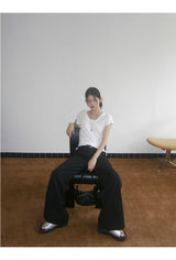 black wide casual straight pants