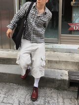No.1827 GF linen crop check SHIRT