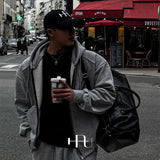 [HFORUS MADE]Layer Shoulder Hooded zip-up IN GREY