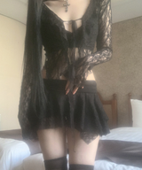 Ener レースフリルカーディガン (Black)
