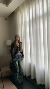 Bow Burton Layered Slit Long Sleeve Knitwear