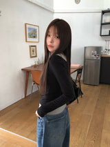 セルティカラーレイヤードオールインワン長袖Tシャツ