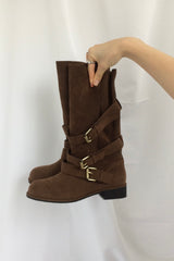 Loose Fit Buckle Boots