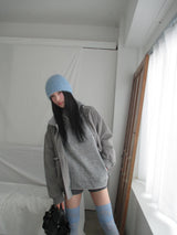 high-neck knit hoodie