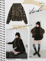 camouflage thick hood zip-up