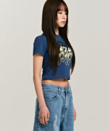939 SMASHED LOGO CROP TOP (NAVY)