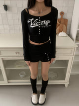 Color Block Button Folding Skirt Pants (3 colors)