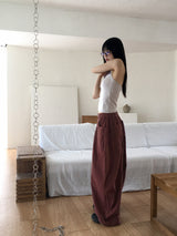Leve Vintage Lace Ribbon Point Halter Strap Tank Top