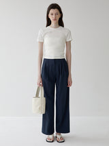 TEMZ bucket leather tote bag / Cream Ivory