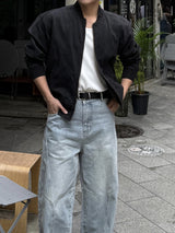 Cut line reverse denim pants