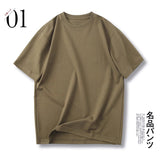 メンズサマールーズカジュアルラウンドネックショートスリーブドTシャツ khaki