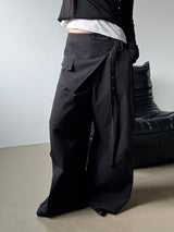 Belted layered wide pants(3color)