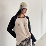 ラグランワッフル長袖Tシャツ_ ブラック
