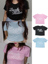 Short-sleeved cropped T-shirt with coloring lettering