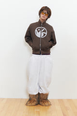Finger Logo Applique Crop Zip-Up (Brown)