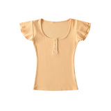 Elin U-Neck Slim Cap Tee