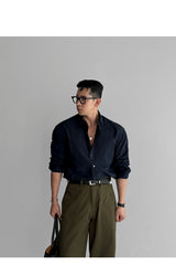 Basic cotton shirt [navy]